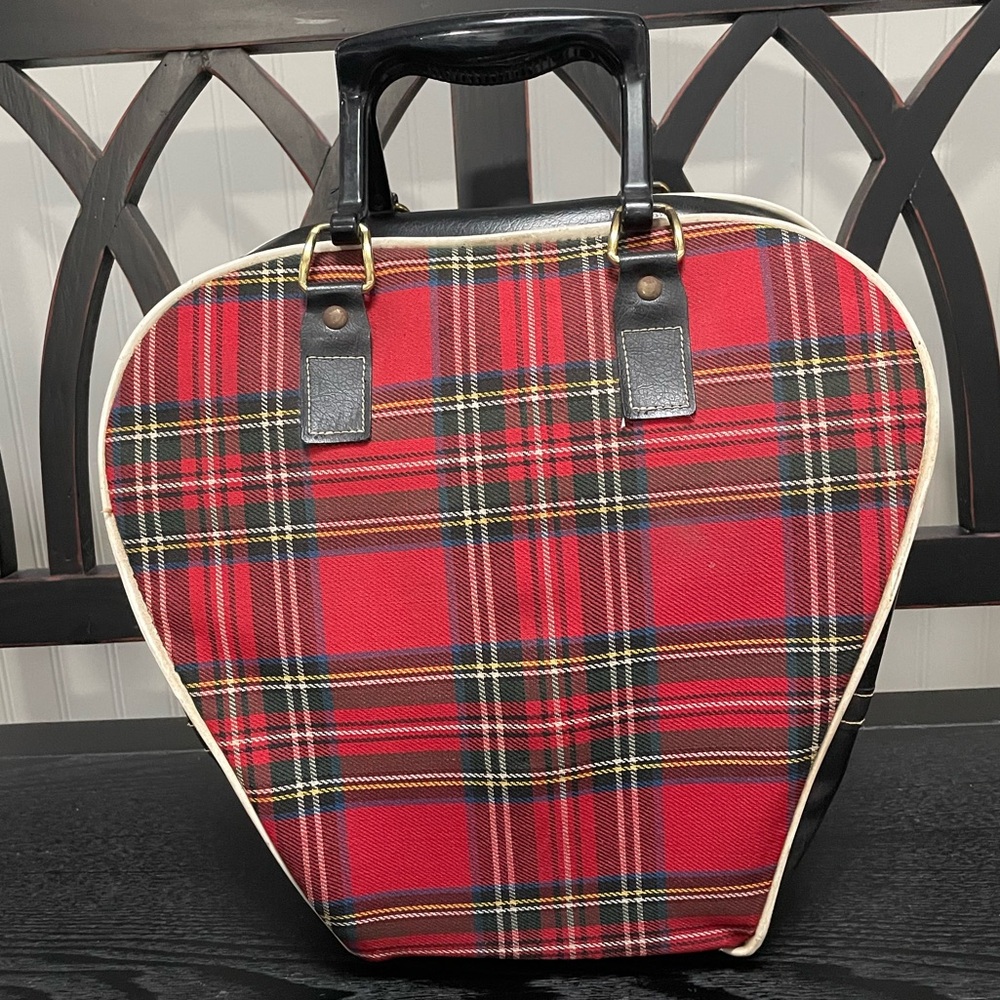 Vintage Leeds Red & Black Plaid Bowling Ball Carrier - Picture 2 of 11